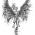 Gorgeous grey crying phoenix with black veins tattoo design