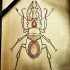 Gorgeous red gem-decorated bug tattoo design