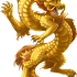 Gorgeous yellow japanese standing dragon tattoo design