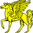 Lindo pegasus amarelo com desenho de tatuagem de contorno preto