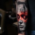 Great abstract woman face tattoo