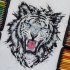 Great bright blue-eyed white tiger tattoo design