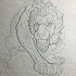 Great cartoon uncolored lion tattoo design