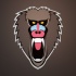 Great colored screaming baboon face logo tattoo design