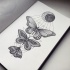 Great dotwork butterflies with sun-and-moon element tattoo design