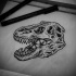 Great dotwork dinosaur skull tattoo design