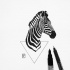 Great dotwork zebra head and triangle tattoo design