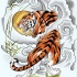 Great japanese-style tiger in grey smoke tattoo design