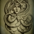 Great medusa gorgona curled with her own snakes tattoo design