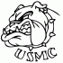 Great outline bulldog with printed letters tattoo design