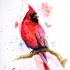 Great red watercolor bird tattoo design