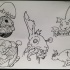 Great uncolored rabbit tattoo design collection