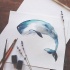 Great watercolor whale tattoo design