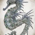 Green-gem decorated horned seahorse tattoo design
