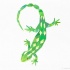 Green geometric-style lizard crawling down tattoo design