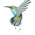 Green ray-winged hummingbird with floral tail tattoo design