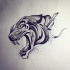 Grey-and-black roaring animal head and short arrow tattoo design