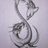 Grey-ink dragon and dolphin infinity tattoo design by Itldesign