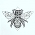 Grey-ink geometric-winged bee on rhombus background tattoo design
