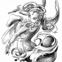 Grey-ink mermaid dancing in stormy waves tattoo design