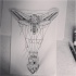 Grey-ink moth balloon keeping a small house on rock tattoo design