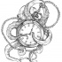 Grey-ink octopus keeping his chained clock tattoo design