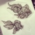 Grey-ink ornamented gold fish tattoo design