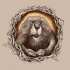 Grey-ink rodent portrait in branch frame tattoo design