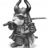 Grey-ink rodent warrior in chinese armour tattoo design