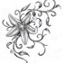 Grey-ink starfish with curled weeds and pearls tattoo design