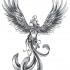 Grey blind-eyed rising phoenix tattoo design
