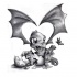 Grey cartoon dragon baby hatching from egg tattoo design