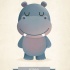 Grey cartoon hippo baby with striped lettering tattoo design