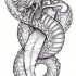 Grey fluffu-scaled snake twining around dagger tattoo design