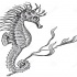 Grey seahorse keeping a weed with tail tattoo design