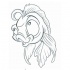 Happy animated uncolored fish tattoo design