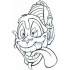 Happy cartoon monkey head in cap tattoo design