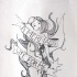 Happy mermaid and banner without coloring tattoo design