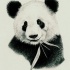 Happy panda with bamboo leaves in mouth tattoo design