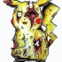 Design de tatuagem feliz pokemon zumbi amarelo