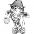 Hipster giraffe in hat woth tobacco pipe tattoo design