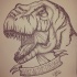 Horribla dotwork dinosaur with banner tattoo design