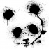 Horrible black-ink watercolor panda face tattoo design