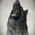 Horrible mad black screaming wolf tattoo design
