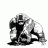 Huge black-ink walking gorilla tattoo design