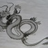 Huge long grey chinese dragon tattoo design