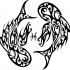 Huge tribal fishes with zodiac sign tattoo design