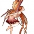 Hurried fairy in orange-and-brown colors tattoo design