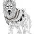 Impressive black-and-white ornamented wolf tattoo design