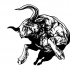 Impressive black running bull tattoo design by Suarezart